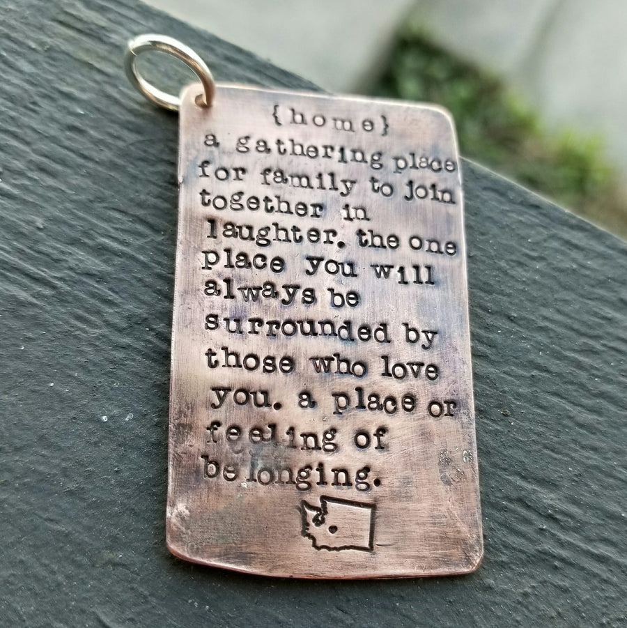 Artisan Etched and Stamped Copper One of a Kind TACOMA WASHINGTON Wallet Card or Key Chain Key Ring Keyring 253 Rainier Dome Ferries Museum