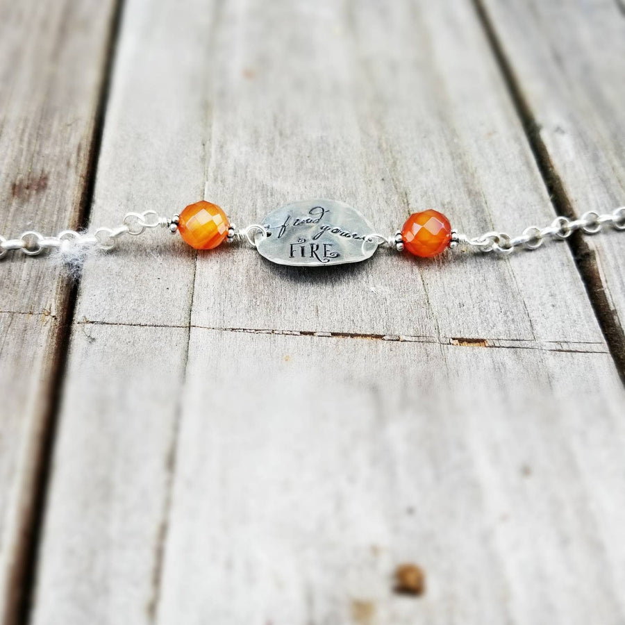 Artisan Sterling Silver and Carnelian Bracelet,  Find Your Fire, Unique, Inspirational, Rustic,  Classy,  One of a Kind OOAK