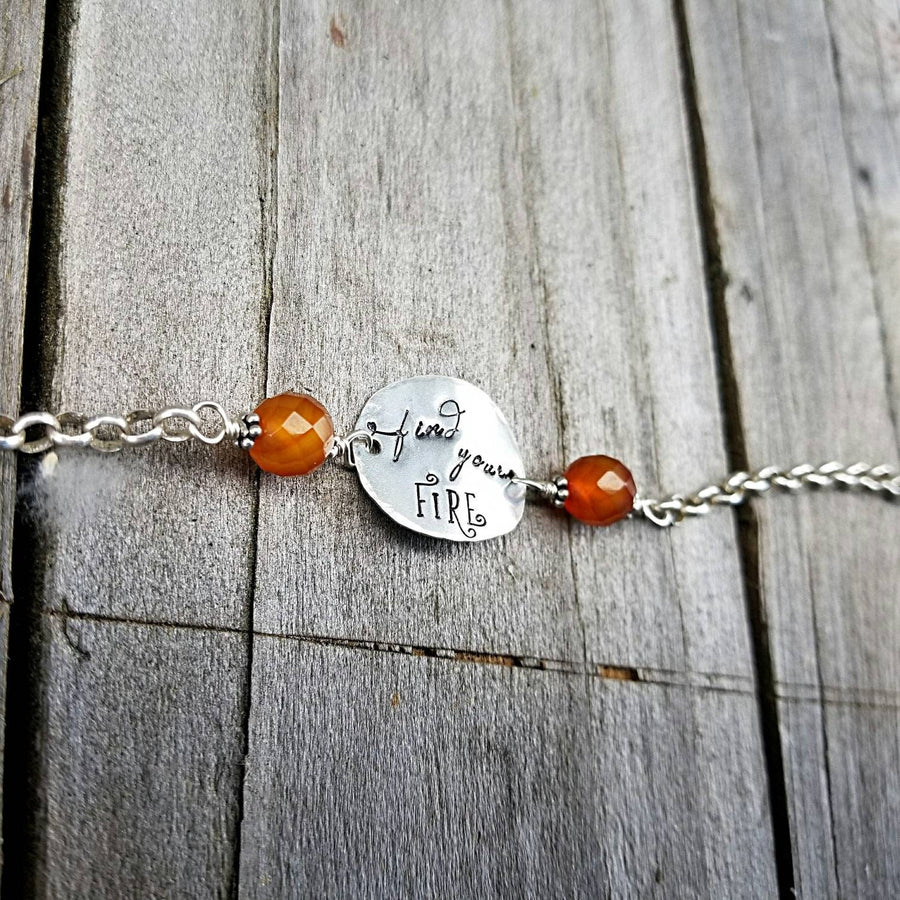 Artisan Sterling Silver and Carnelian Bracelet,  Find Your Fire, Unique, Inspirational, Rustic,  Classy,  One of a Kind OOAK