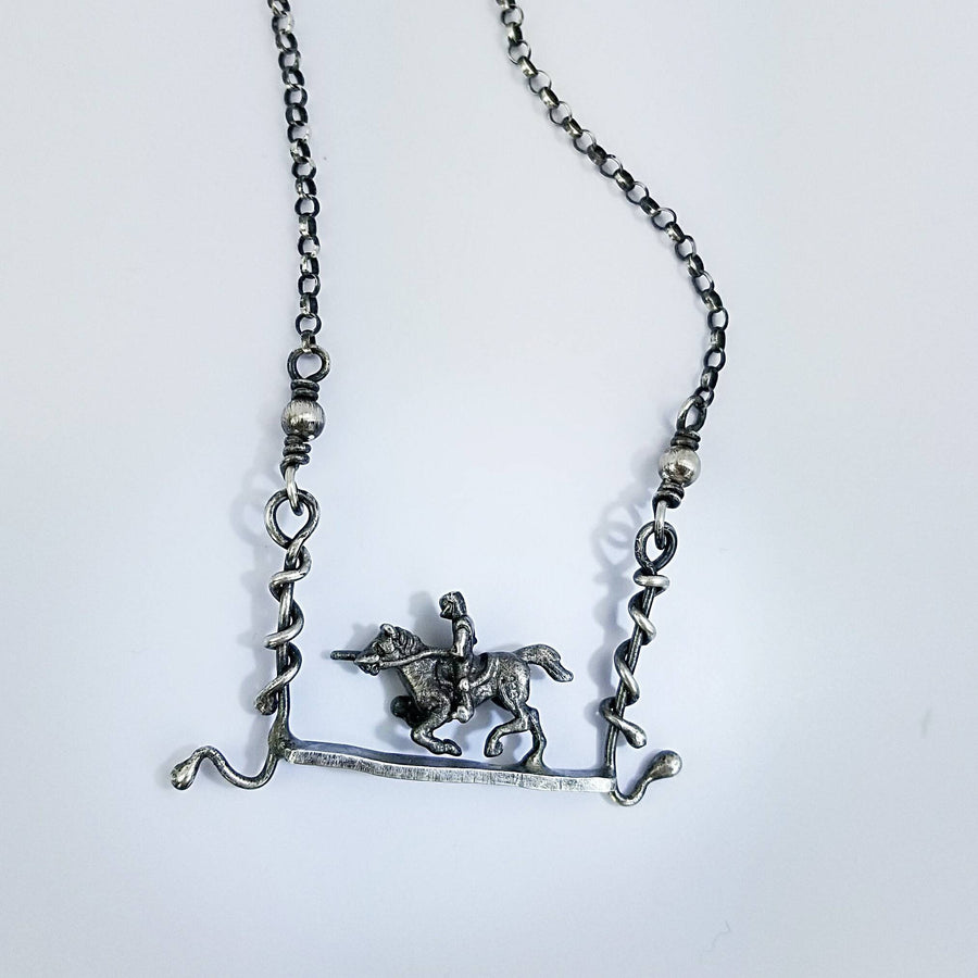 My Knight in Shining Armor - Artisan Sterling Silver Necklace Attitude Original One of A Kind Conversation Statement Piece Woman Medieval