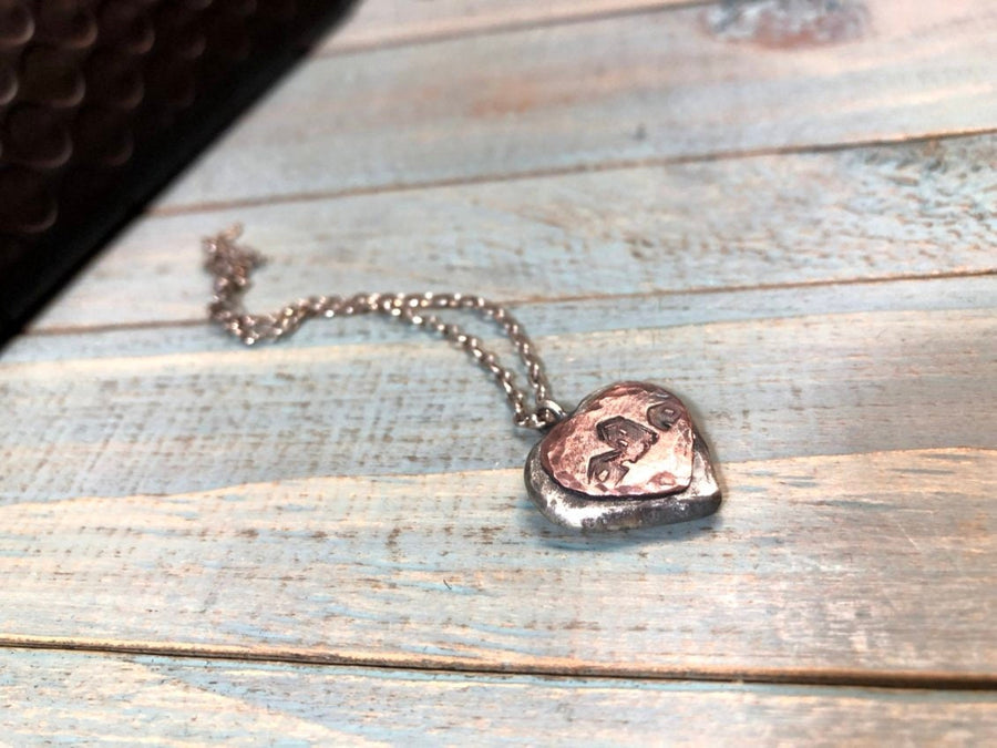 Artisan Stamped Heart Shaped Neighborhood Necklace, Original Little Houses, 100% Profits Benefit the Homeless, One of A Kind Recycled Silver