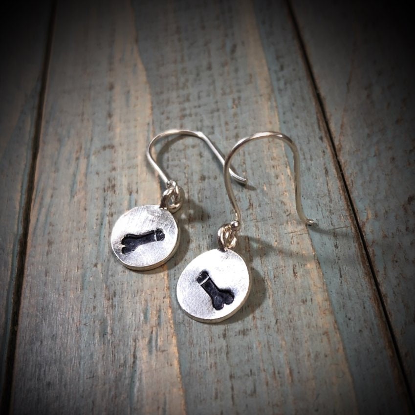 Artisan Sterling Silver Little Stamped Penis Earrings, F*ck Off Earrings, Heart Shaped Minimalist, Adult, Weiner, Cock, Balls, Humor, Funny