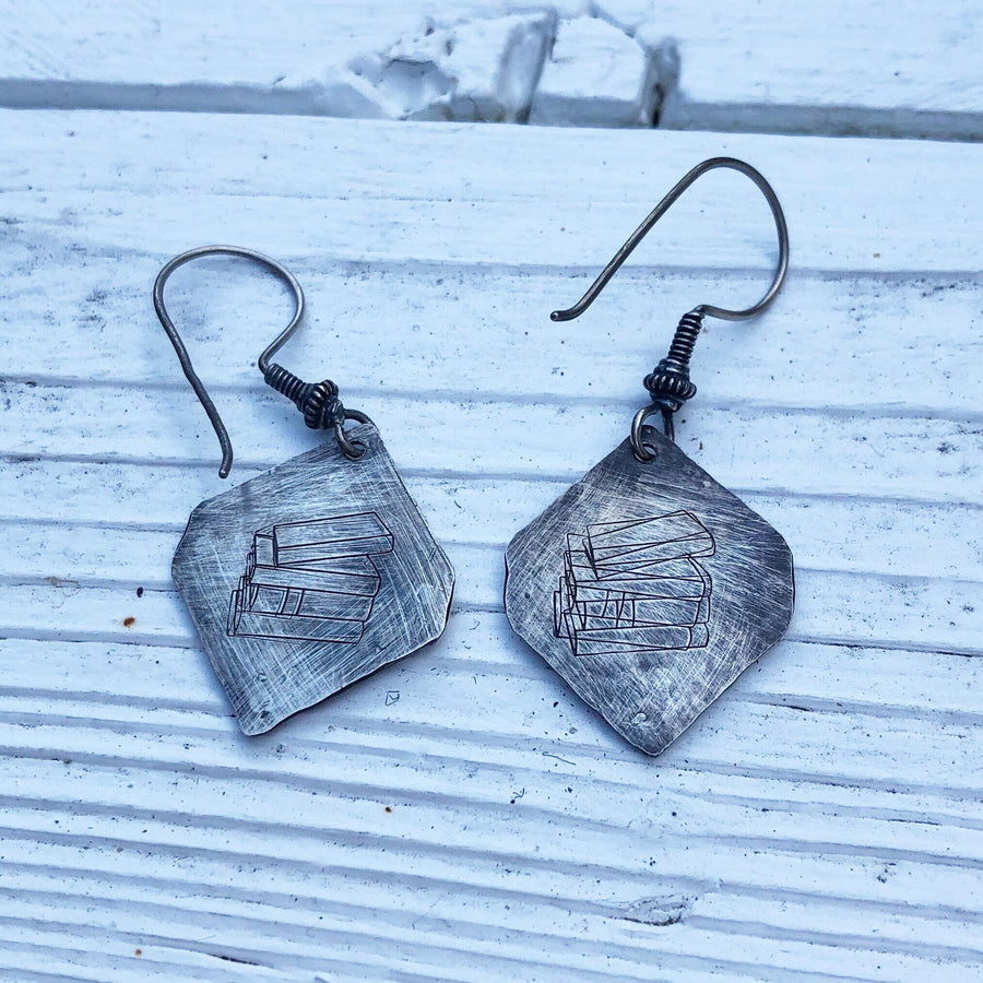 Artisan Sterling Silver and Copper Gorgeous Book Earrings for Readers Book Nerds Writers Unique Gift Scholars Statement One of a Kind