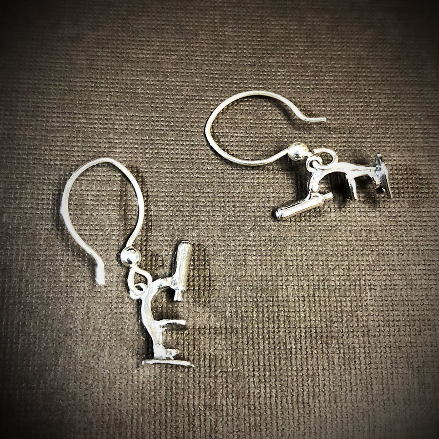 Artisan Sterling Silver Little Microscope Earrings, Awesome for Science Teachers, Biology Professors, Doctors, Laboratory Cute & Comfortable