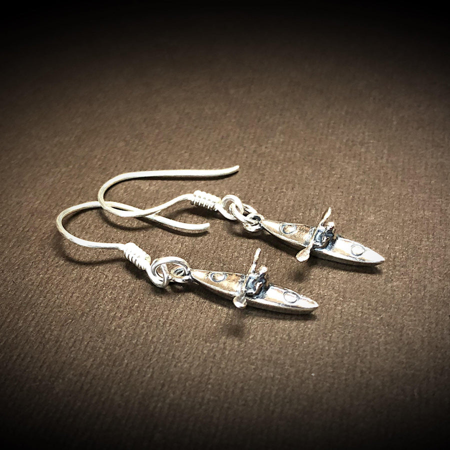 Artisan Sterling Silver Little Kayak Earrings, outdoor sports, paddle, water, hiking gift, wilderness gift, camping gift, lake, river, ocean