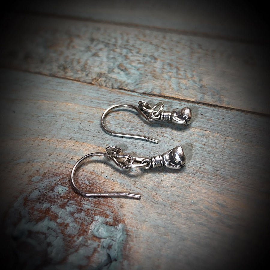 Artisan Sterling Silver Little Boxing Glove Earrings, Minimalist but pack a punch, Be Strong, Girl Power, Fight Like a Girl, Standing Strong