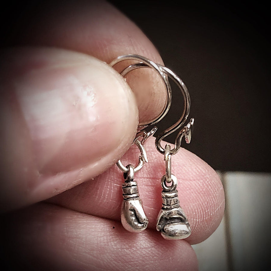 Artisan Sterling Silver Little Boxing Glove Earrings, Minimalist but pack a punch, Be Strong, Girl Power, Fight Like a Girl, Standing Strong