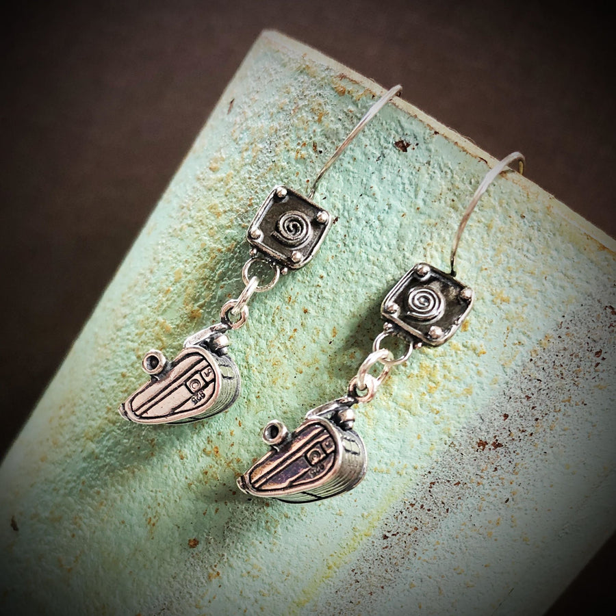 Artisan Sterling Silver Little Trailer or Camper Earrings, RV, Glamping, Charms, Rustic, Hiking, Mountains, Camping, Earrings, Vacation