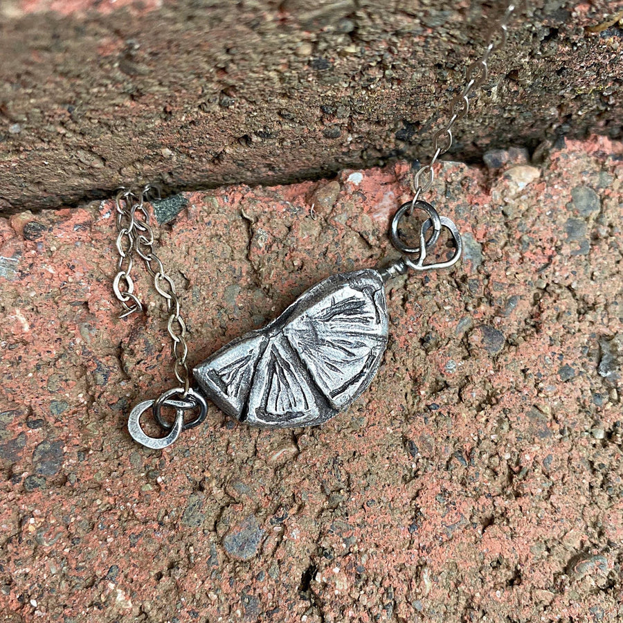 Solid Fine Silver Original Citrus Slice Pendant, Lemon Lime Orange Grapefruit, hand carved, Metal Clay, PMC, Unique OOAK, Recycled Silver