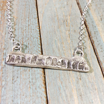 Solid Fine Silver little Houses Pendant, Neighborhood, Minimalist Bar Necklace, Metal Clay, Customizable Necklace, Recycled Silver