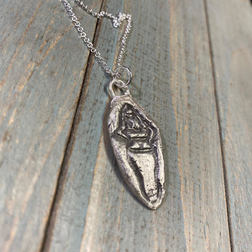 Solid Fine Silver, Thick Curvy Girl, Pendant, Plus Size Girl, hand carved, Metal Clay, PMC, Unique OOAK, Recycled Silver