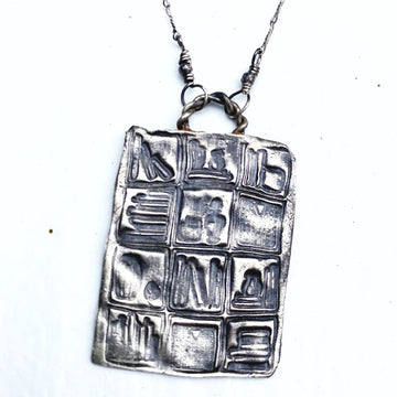 Bookcase Pendant - Shelves - Lover of Organization - Rustic Fine Silver Book Shelf Scene Pendant, books, reader,Metal Clay & Recycled Silver