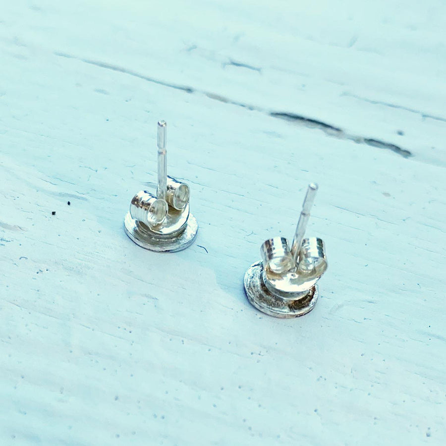 Artisan Sterling Silver Petite Horse Hoof Print Stud Earrings, Unshod Barefoot, Minimalist  Equine lover, sterling stud earrings