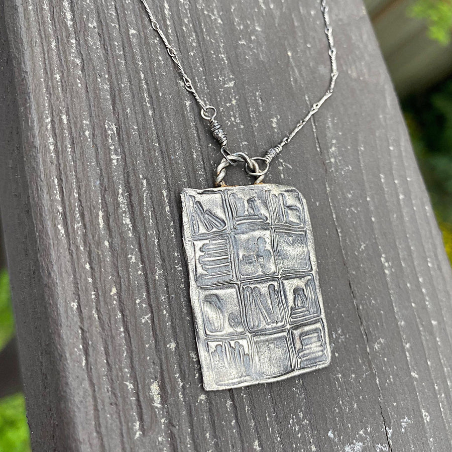 Bookcase Pendant - Shelves - Lover of Organization - Rustic Fine Silver Book Shelf Scene Pendant, books, reader,Metal Clay & Recycled Silver