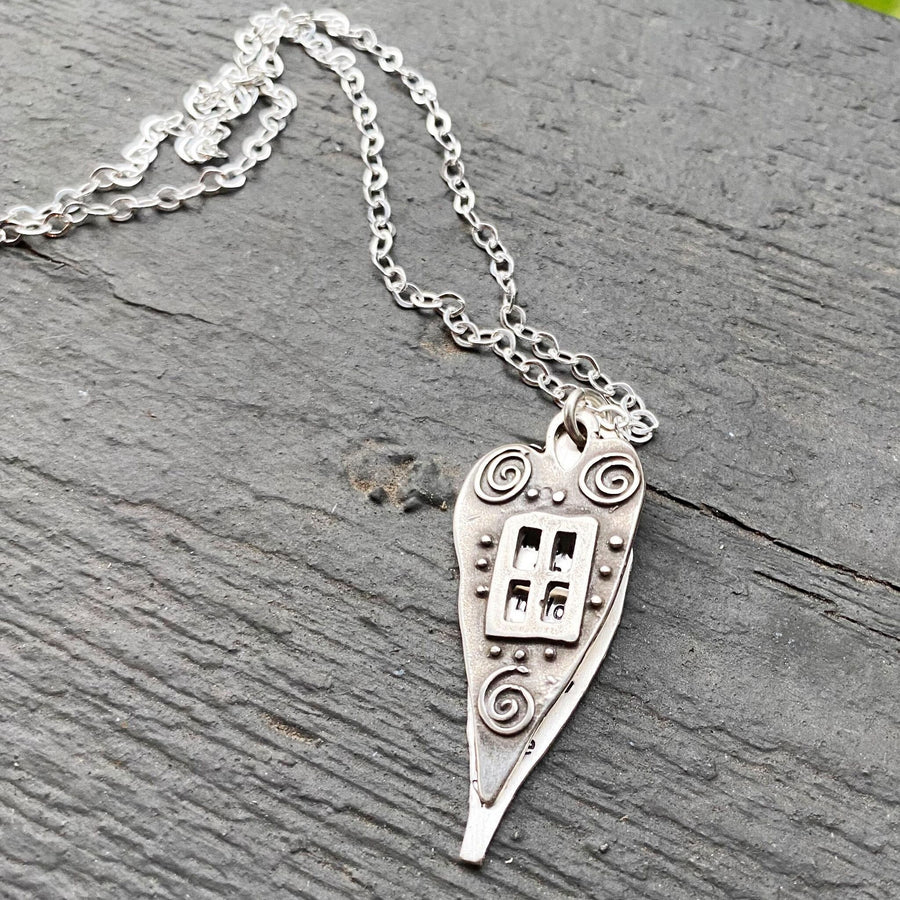 Artisan Sterling Silver and Heart Window Necklace 