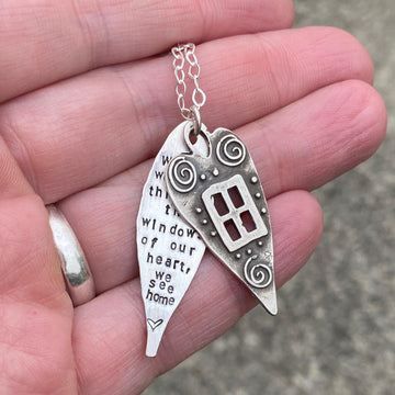 Artisan Sterling Silver and Heart Window Necklace 