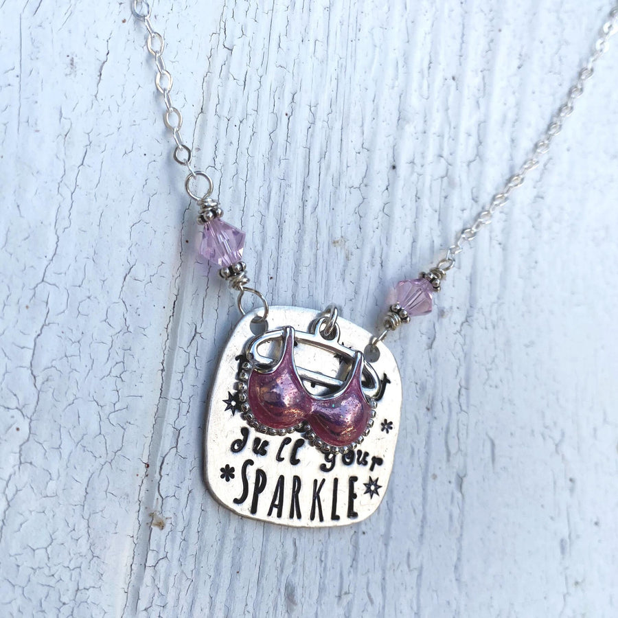 Artisan Sterling Silver and Sparkly Pink Enamel Necklace 