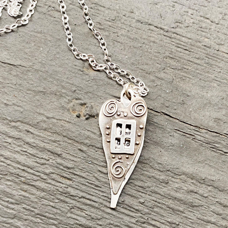 Artisan Sterling Silver and Heart Window Necklace 