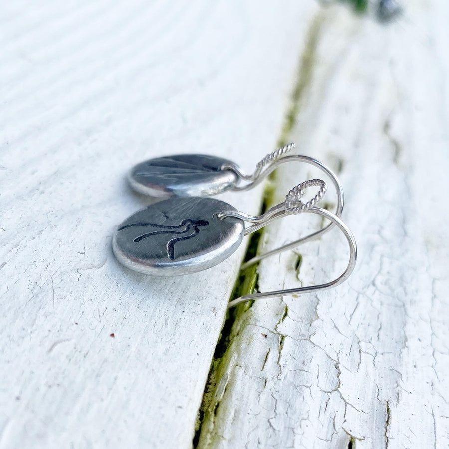 Artisan Sterling Silver & Fine Pewter Which Road Will You Take? Winding Road, Straight Street, Earrings, Stamped, Ear Wire, Unique, Choices