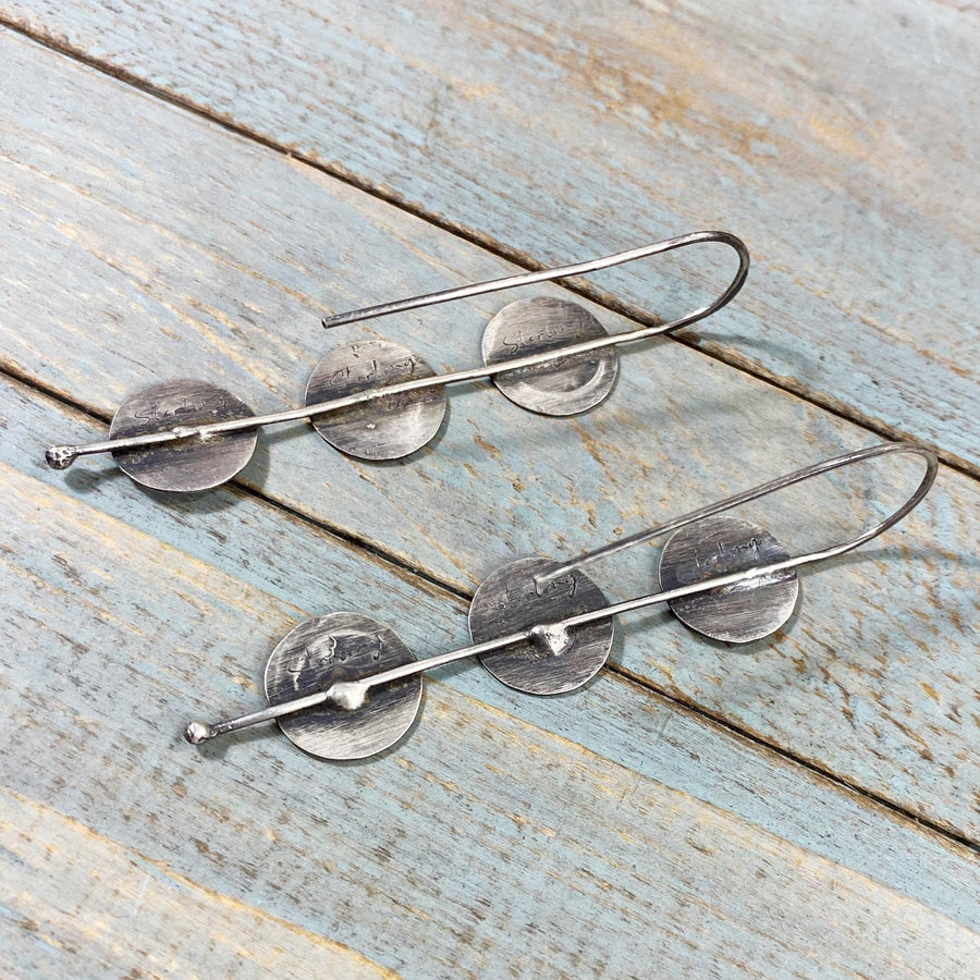 Artisan Sterling Silver Handmade MOON PHASE Earrings.  Rustic, Straight Drop, Oxidized, One of a Kind and Stunning for almost any Occasion.