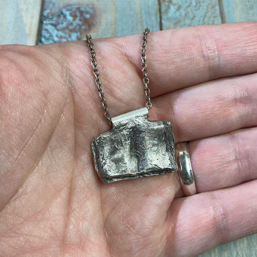 Solid Fine Silver Open Book Pendant, Reader Gift, hand carved, Metal Clay, PMC, Unique OOAK, Customizable Necklace, Recycled Silver