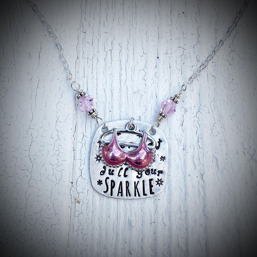 Artisan Sterling Silver and Sparkly Pink Enamel Necklace 