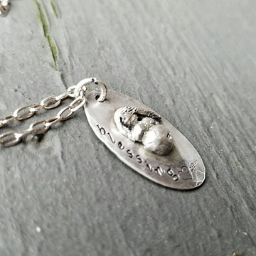 Artisan Solid Sterling Silver Pregnant Mama Blessing Pendant, Blessingway, Original One of a Kind, Mother Mommy Baby Mum Hand Stamped