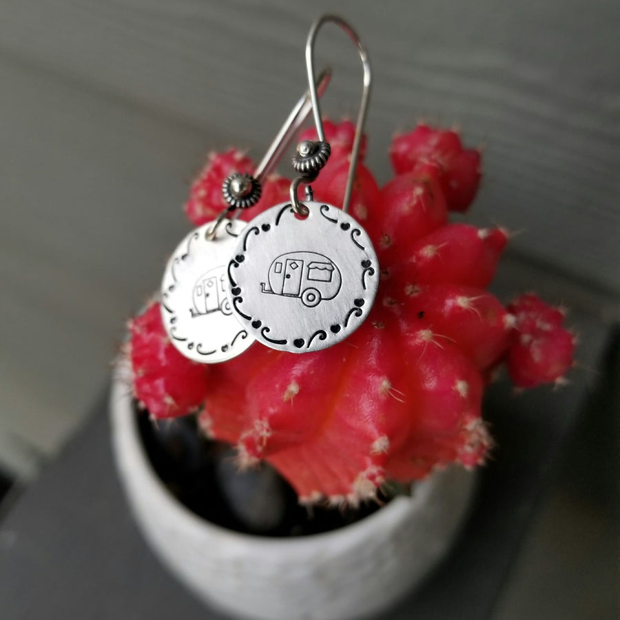 Happy Camper Earrings - Solid Sterling Silver