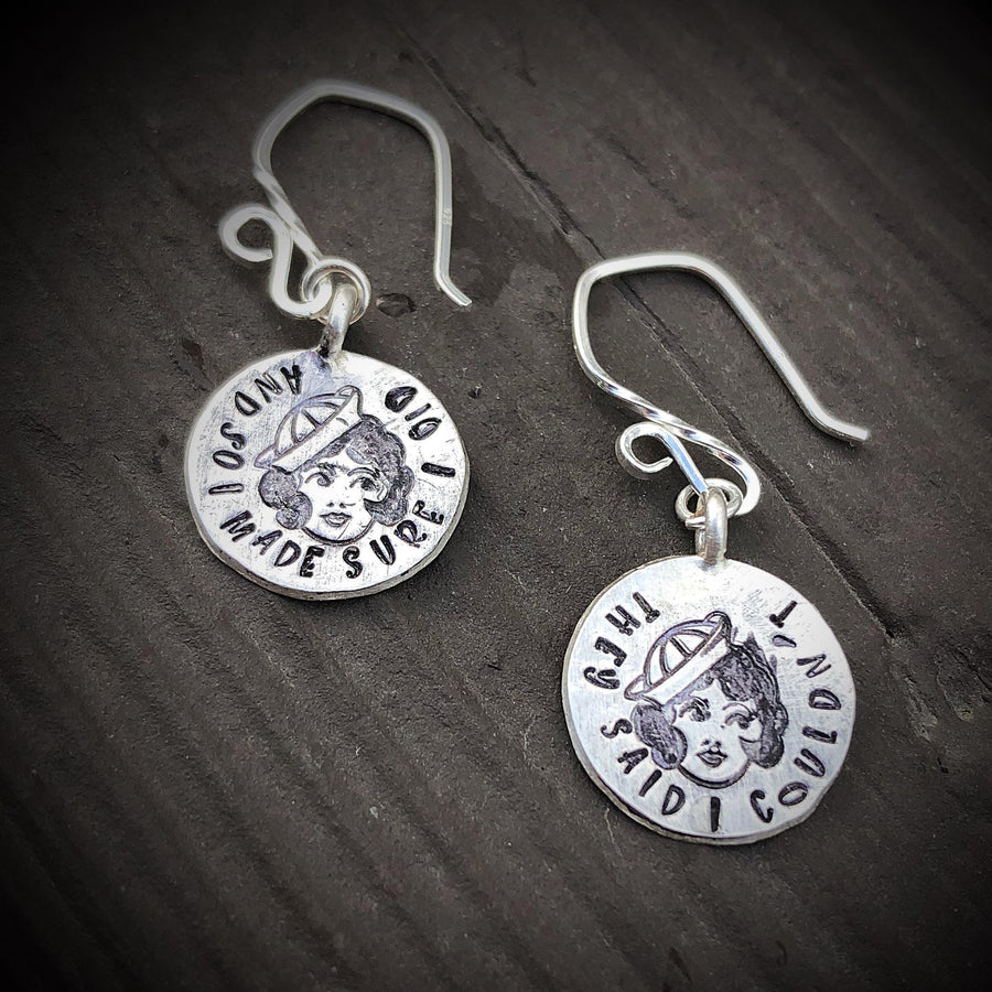 Artisan Sterling Silver Sailor Girl Earrings, Pinup Girl Earrings