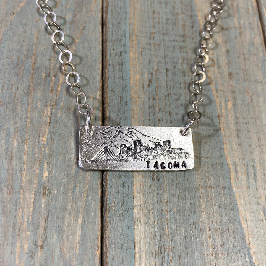 Tacoma WA Pendant with Mt Rainier - Can be Customized! Sterling Silver