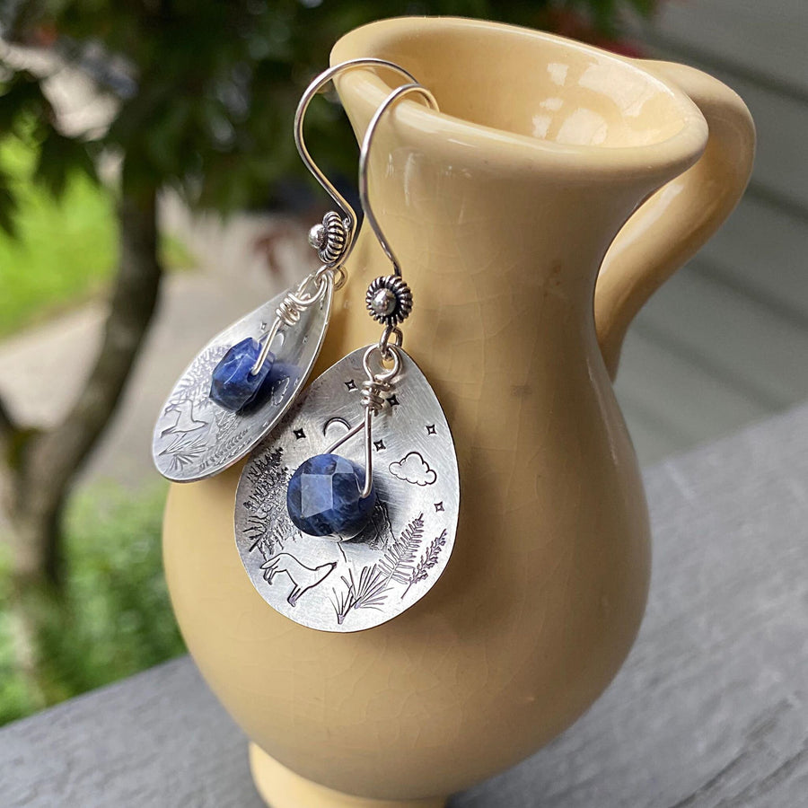 Blue Wilderness ~ Artisan Sterling Silver Petal & Deep Blue Sodalite