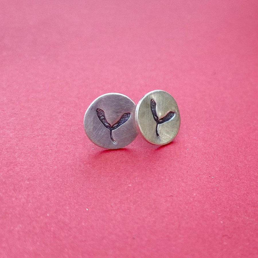 Whirlybird - Maple Seed Studs in Sterling.